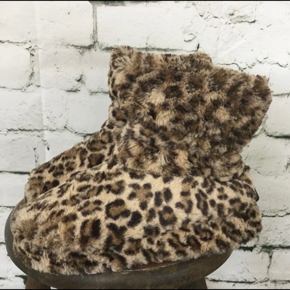 leopard print slipper boots